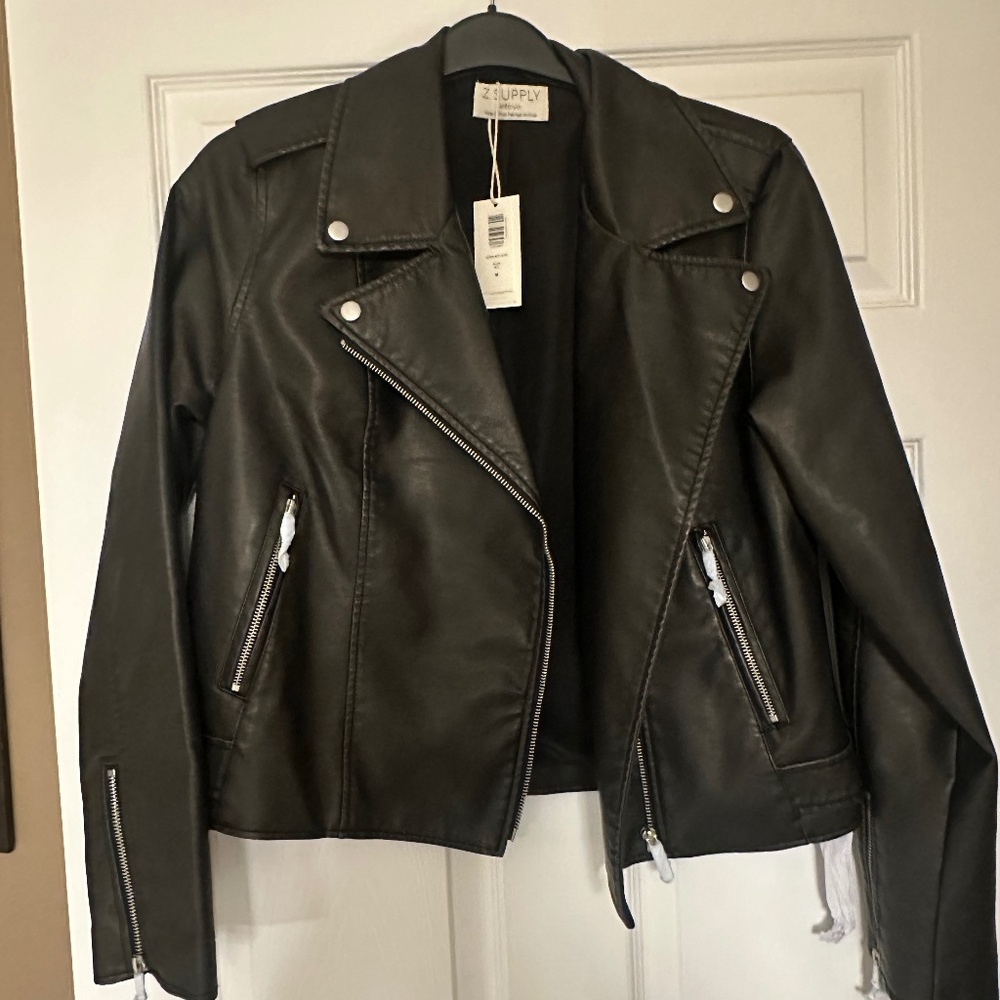 NWT Z supply leather moto jacket M